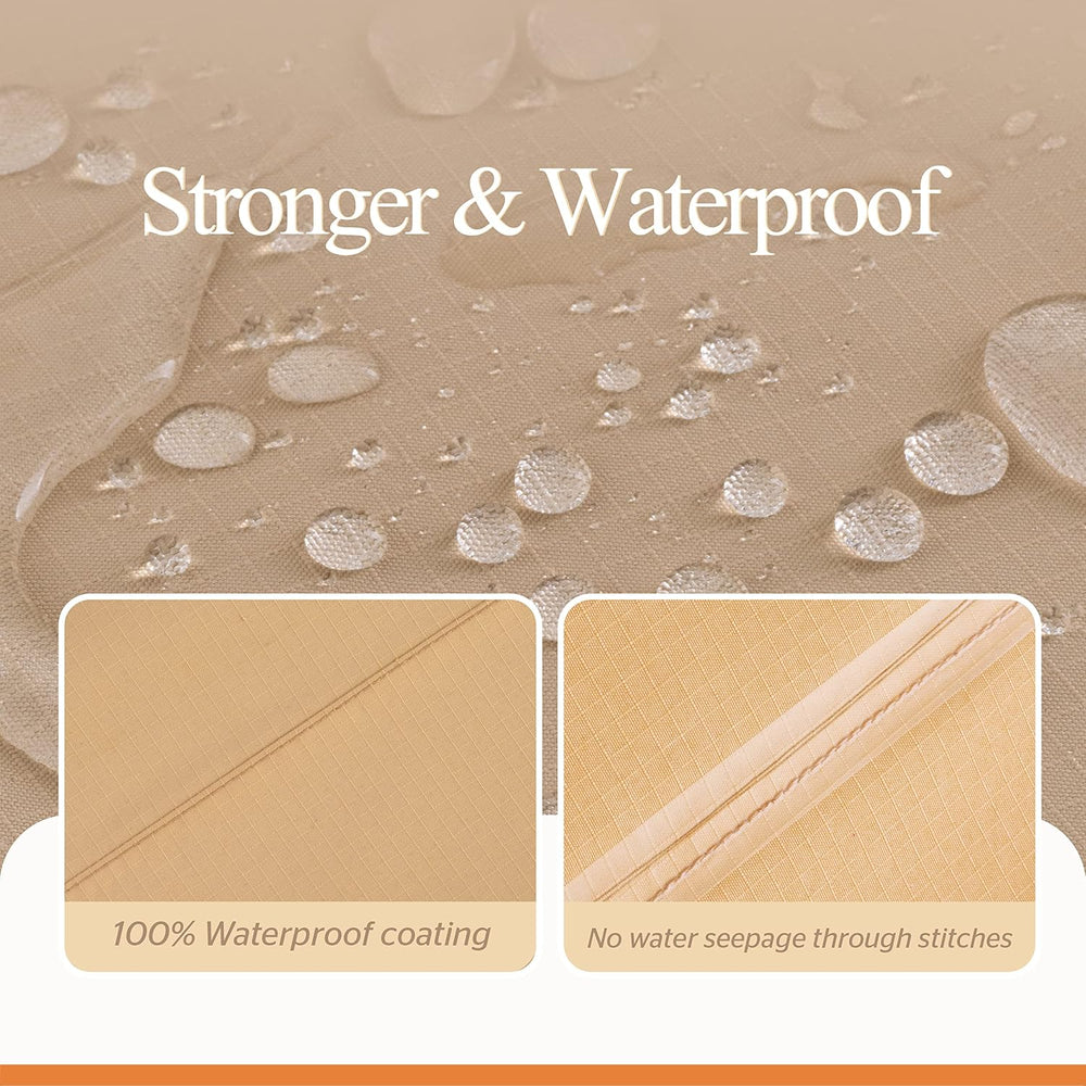 WJ-X3 Large Rectangular Outdoor Table Cover, Waterproof, 126x84x31, Beige