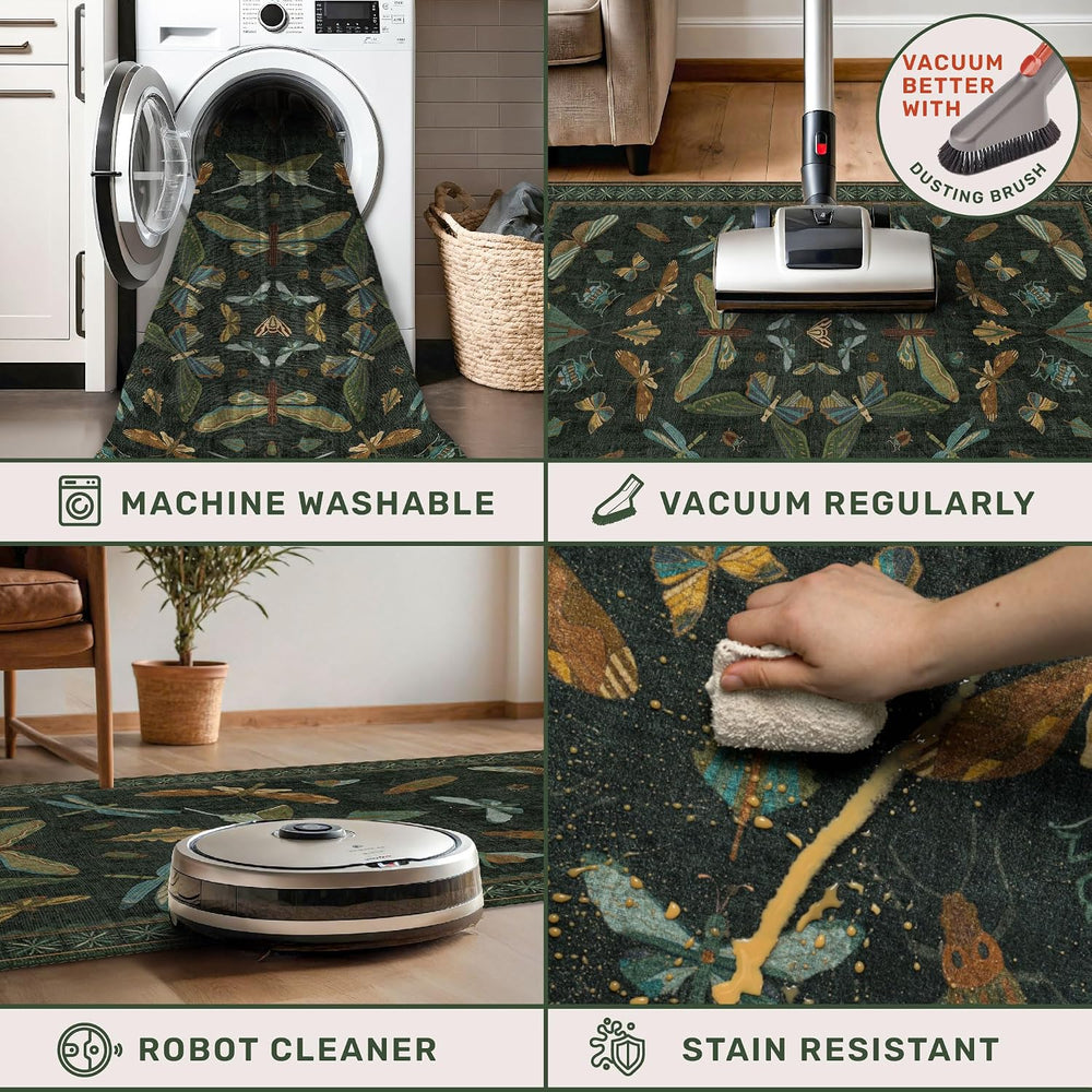 Hazo Haus Washable Insect 2x6 Runner Rug for Hallway- Stain Resistant Kitchen...