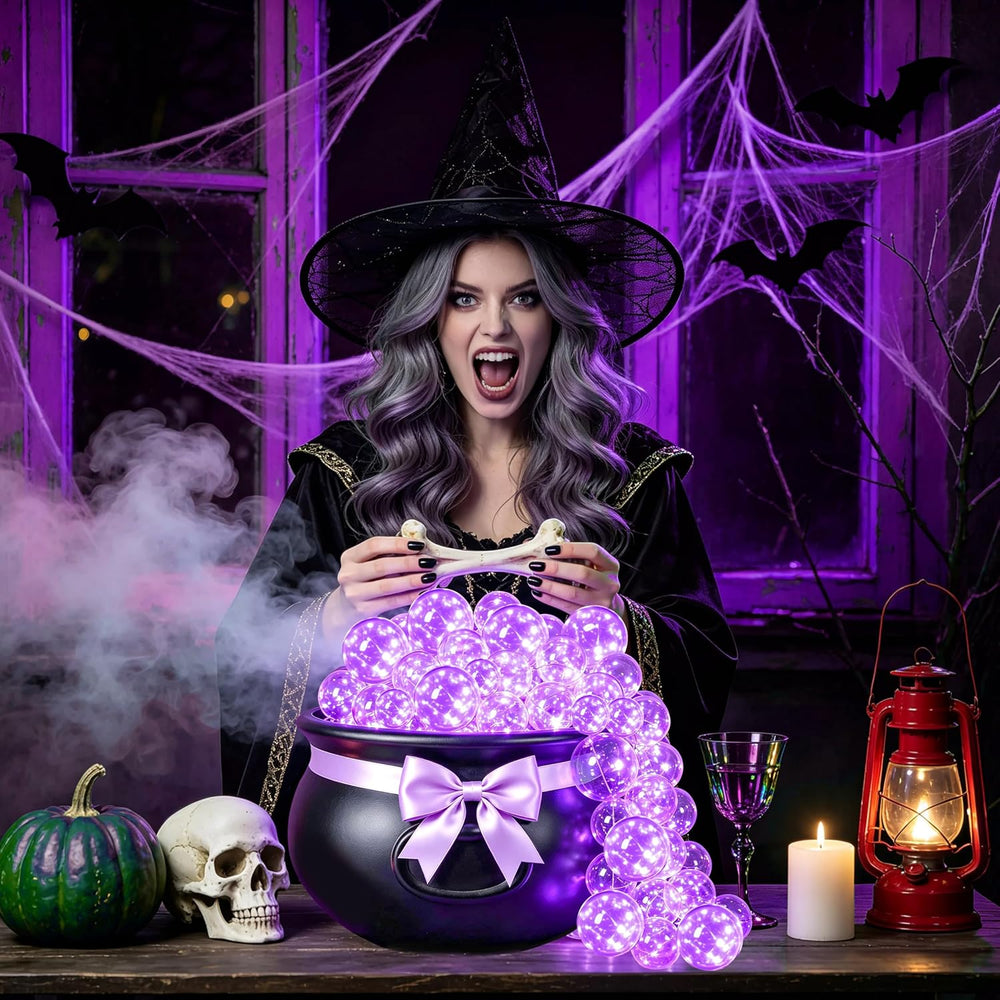 Halloween Witches Cauldron Decorations, DIY Bubbling Large Cauldron Bowl Set ...
