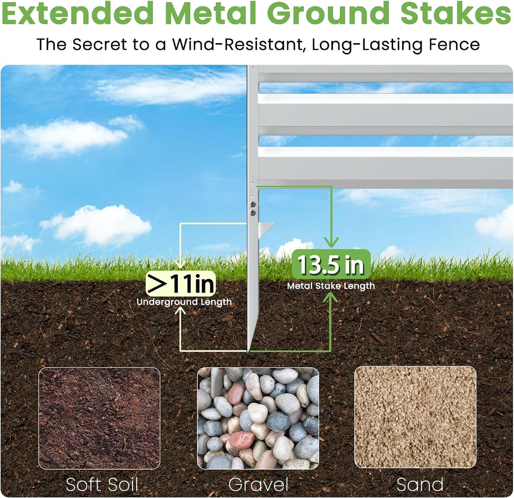 Metal Privacy Fence Screen, 42" H×38" W (1 Panel) No-Dig Air Condit...