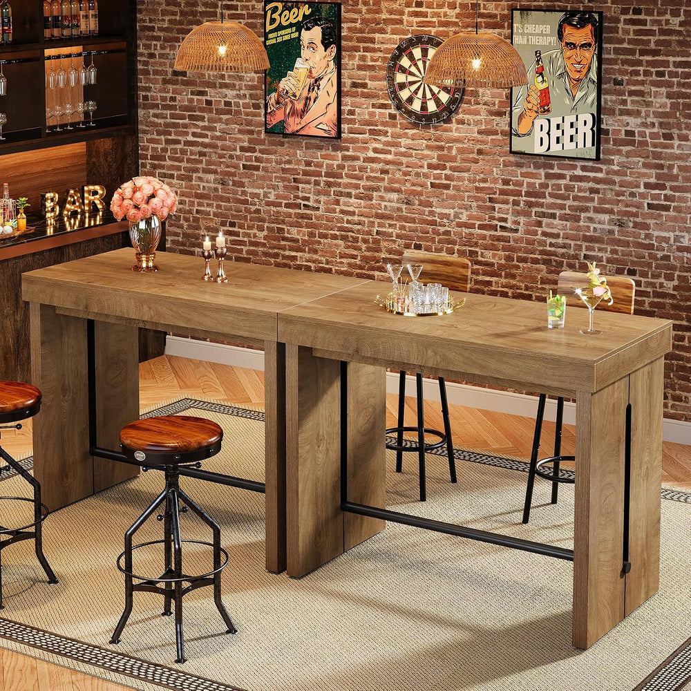 Tribesigns Bar Table, 41.3" Counter Height Pub Table with Metal Footrest...