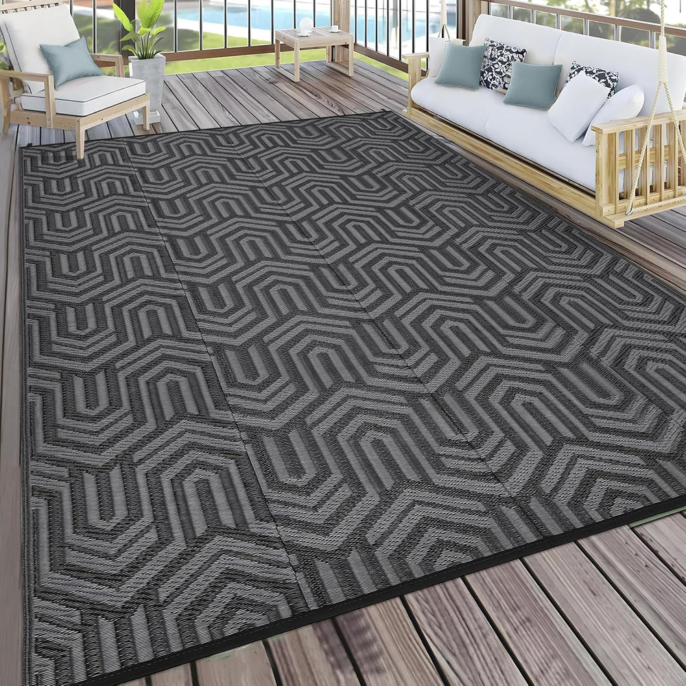 Garvee Outdoor Rug 9x12 ft Waterproof Reversible Patio Mat
