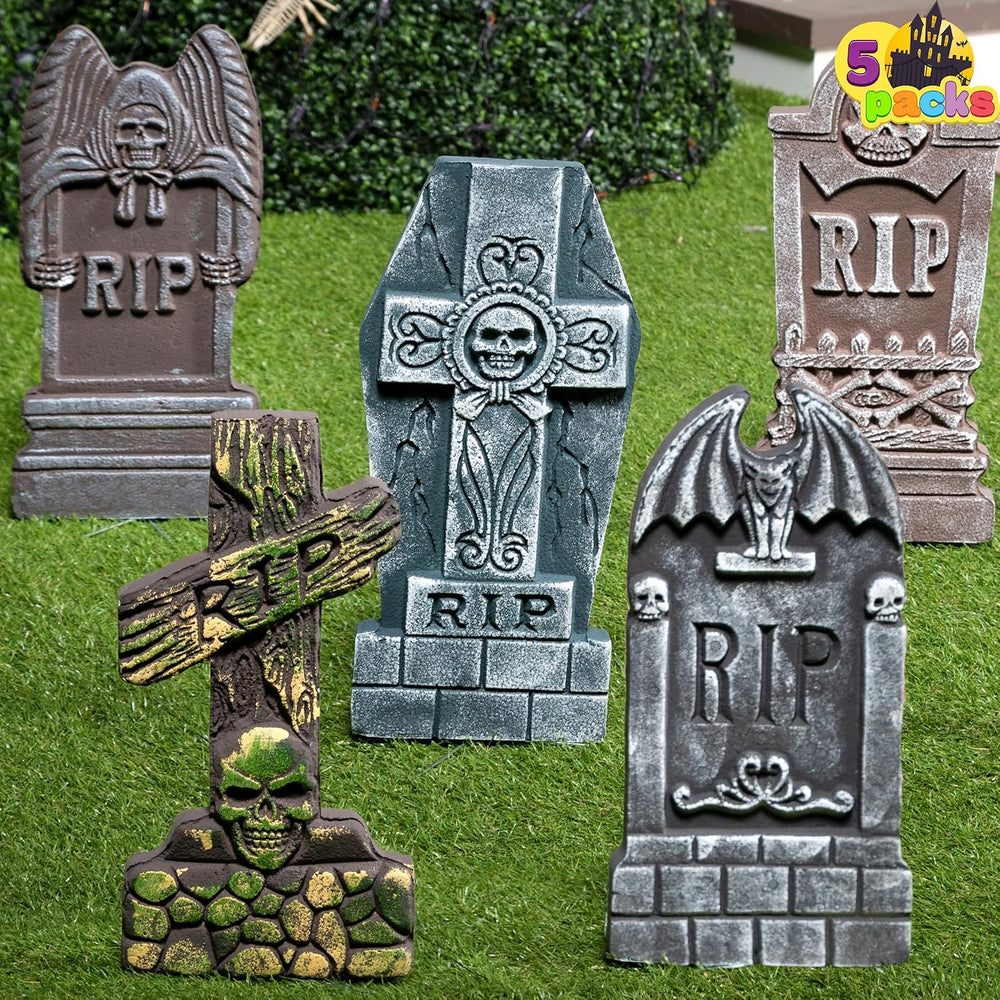 JOYIN 17” Halloween Foam RIP Graveyard Tombstones (5 Pack), Halloween Tombsto...
