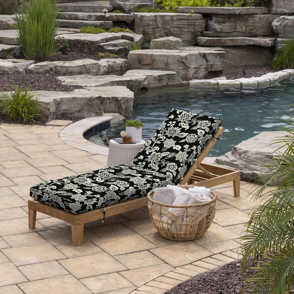 Arden Outdoor Plush Modern Tufted Chaise Cushion, 76 x 22, Rain-Proof, Fade R...