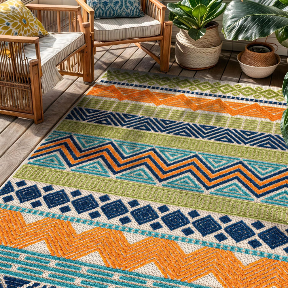 Rugshop Marbella Indoor/Outdoor Contemporary Boho Area Rug Multi 5' x 7'