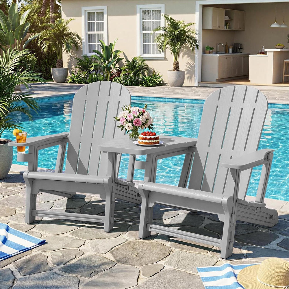 JY QAQA Outdoor Adirondack Chair Set of 2, All-Weather HDPE Patio Furniture w...