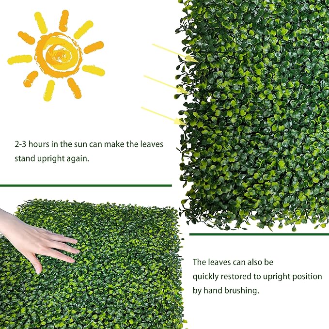 Artificial Boxwood Roll: 40x120 in (33.5 sqft) UV-Anti Faux Ivy Boxwood Hedge...