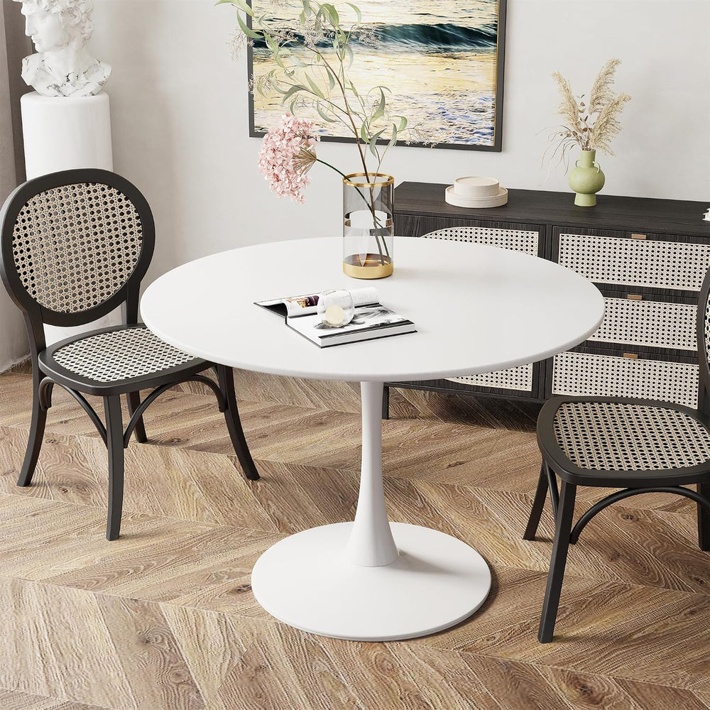DKLGG White Round Dining Table, 39.1" Tulip Kitchen Dining Table for 4-5...