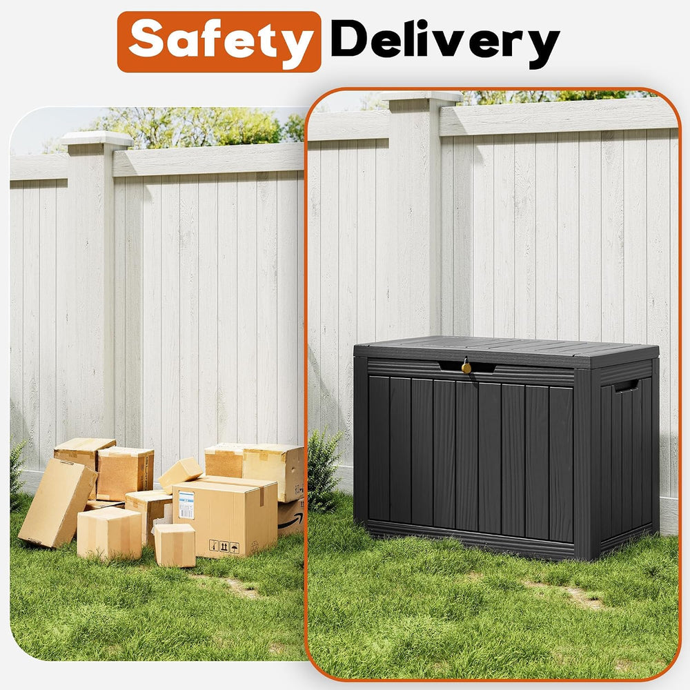 Outdoor Storage Box, Resin Deck Boxes outdoor, Waterproof Storage Box Lockabl...
