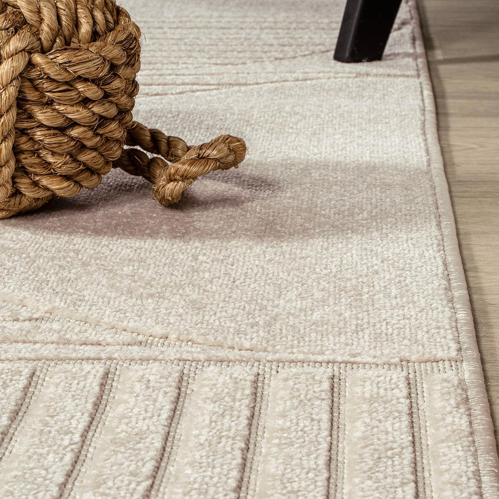 JONATHAN Y Nordby High-Low Arch Striped Ivory/Cream Indoor/Outdoor Area Rug, ...