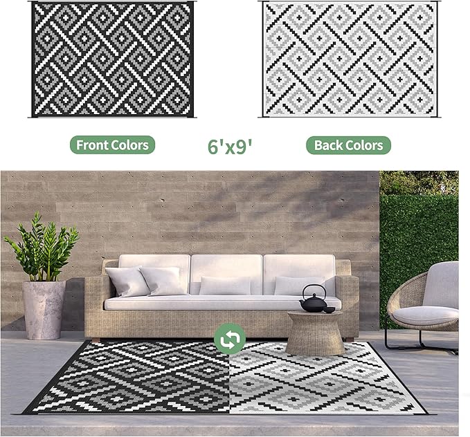 GENIMO Outdoor Rug for Patio Clearance, 6'x9' Waterproof Camping Mat,...