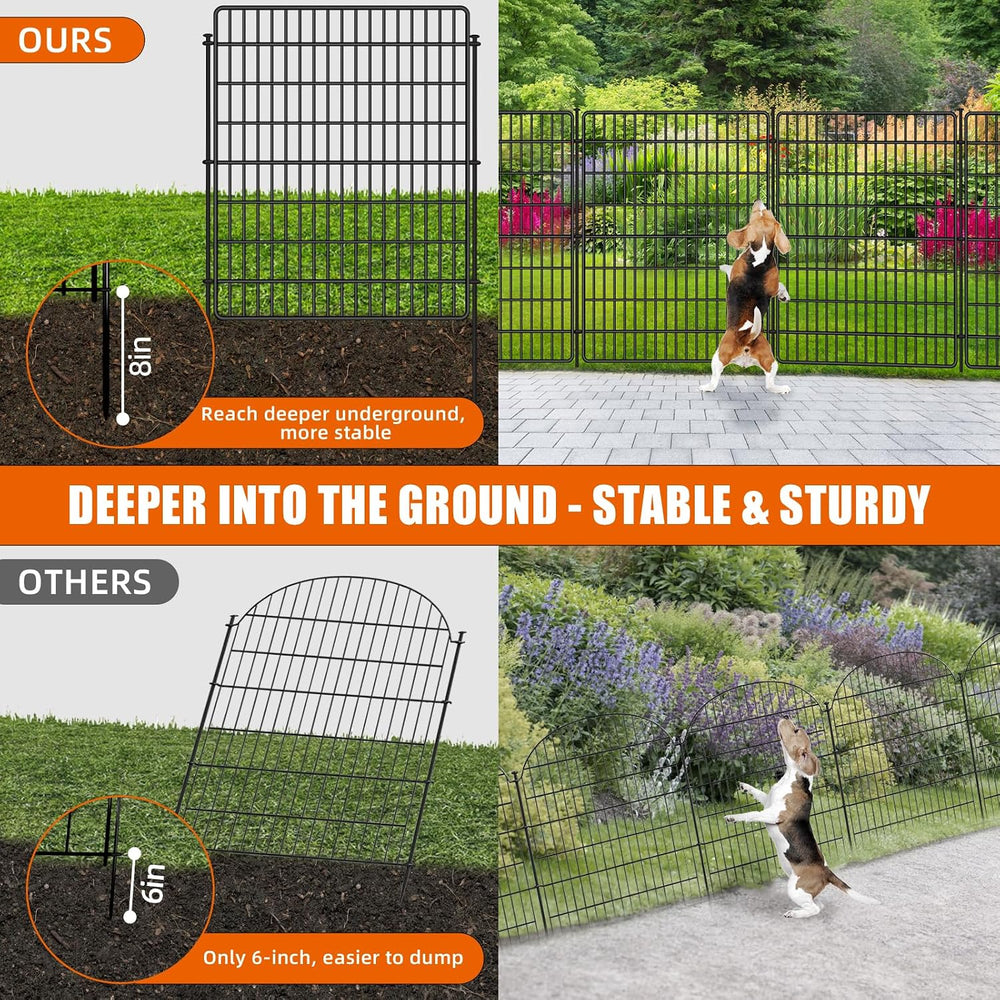 10 Panels No Dig Fence, 32 in(H) X 24 ft(L) Garden Decorative Fence Animal Ba...