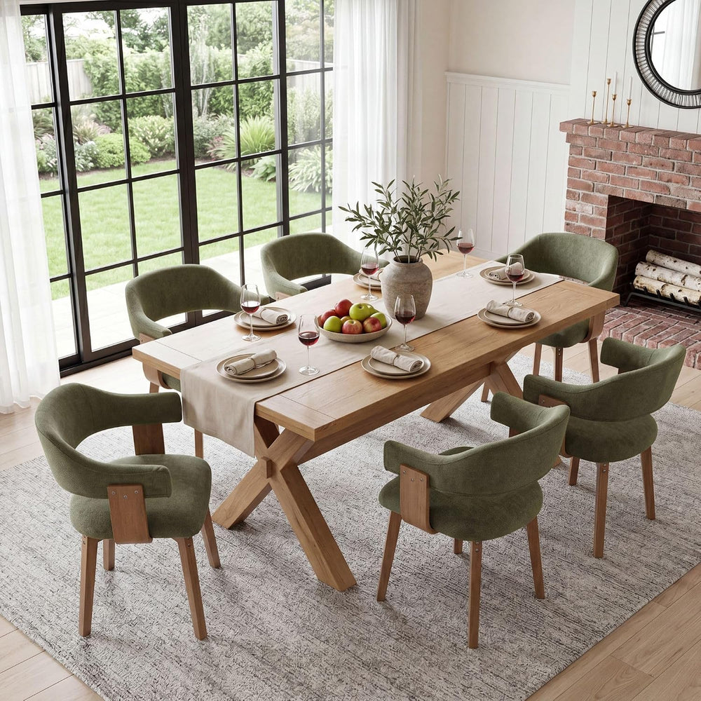 ROCITY Green Dining Chairs Set of 4 Upholstered Dining Room Chairs, Mid Centu...