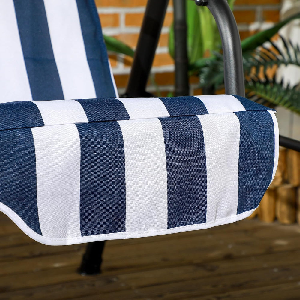 Outsunny 3-Person Porch Swing w/Stand Adjustable Tilt Canopy, Dark Blue