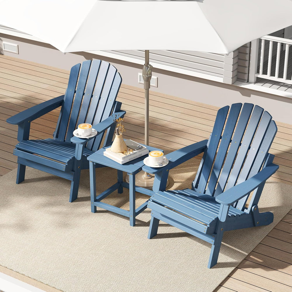 Oversized Wooden Folding Adirondack Chair with Pre-Assembled Backrest and Sea...