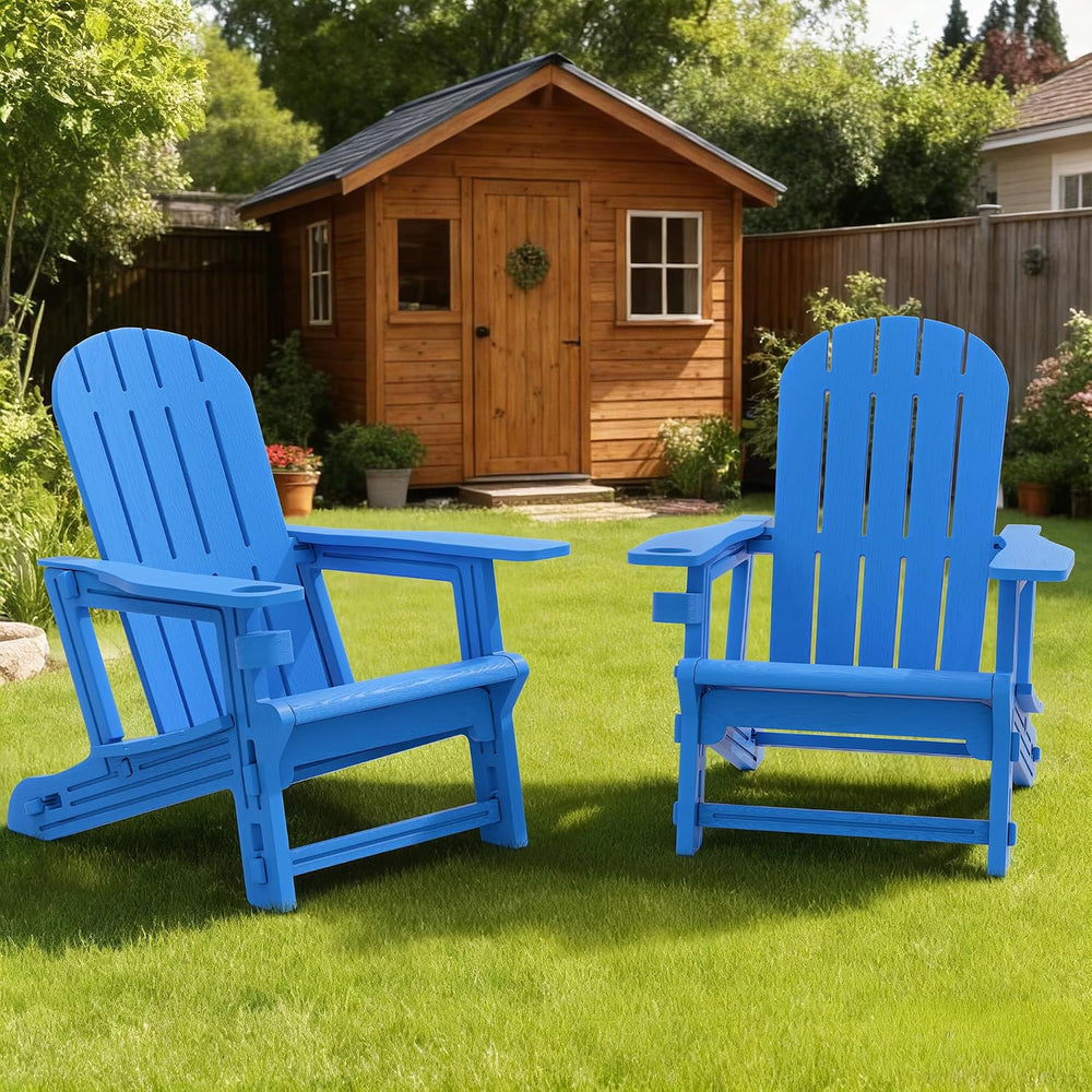 Vongrasig Adirondack Chairs Set of 2 with Removable Tabletop, Outdoor HDPE Pl...