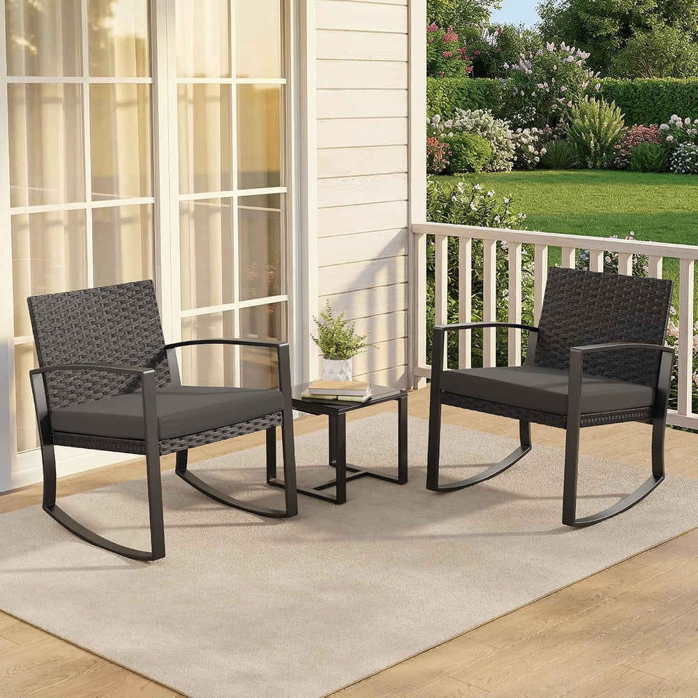 Qsun 3 Pieces Patio Furniture Set Rocking Bistro Set, Outdoor Patio Furniture...