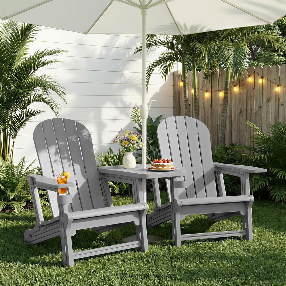 JY QAQA Outdoor Adirondack Chair Set of 2, All-Weather HDPE Patio Furniture w...