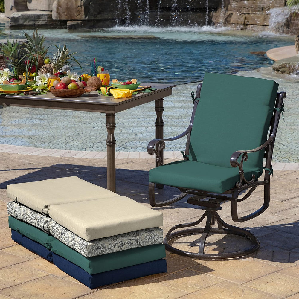 Arden Outdoor Dining Chair Cushion, 20x44, Peacock Blue Green