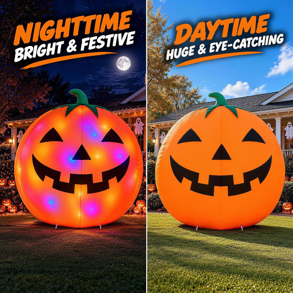 ZPISF 12 FT Halloween Inflatables Giant Pumpkin with Rotating LEDs