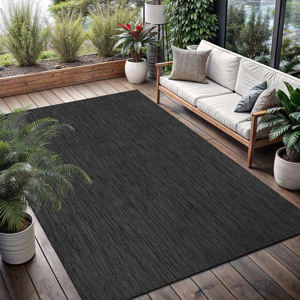 Washable Indoor Outdoor Rug 5x7 Weather Resistant Area Rugs Modern Solid for ...