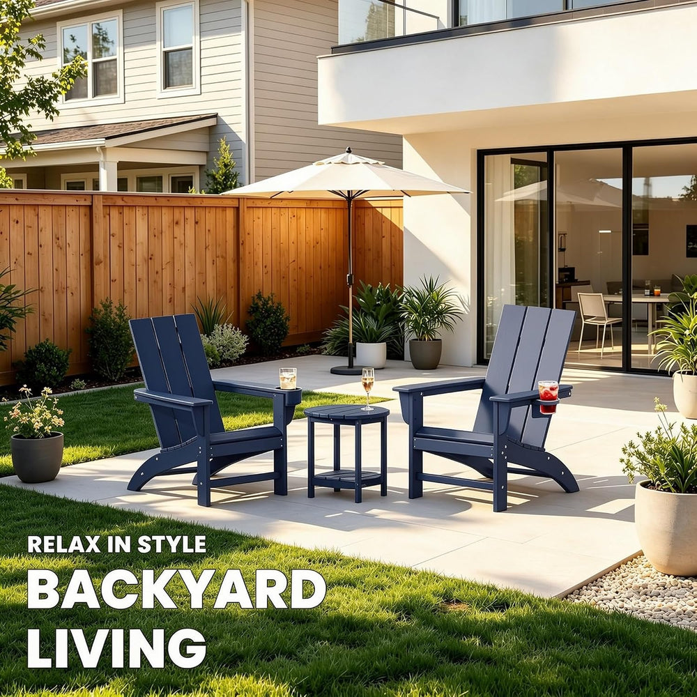Poly Lumber Adirondack Chair, All-Weather Resistant Outdoor Patio Chairs, Loo...