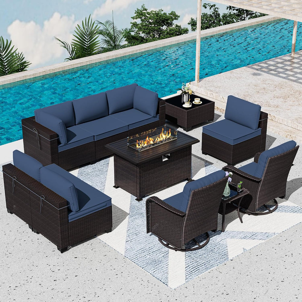 11 Pieces Patio Furniture Set with 2 Swivel Chairs Patio Furniture Outdoor Se...