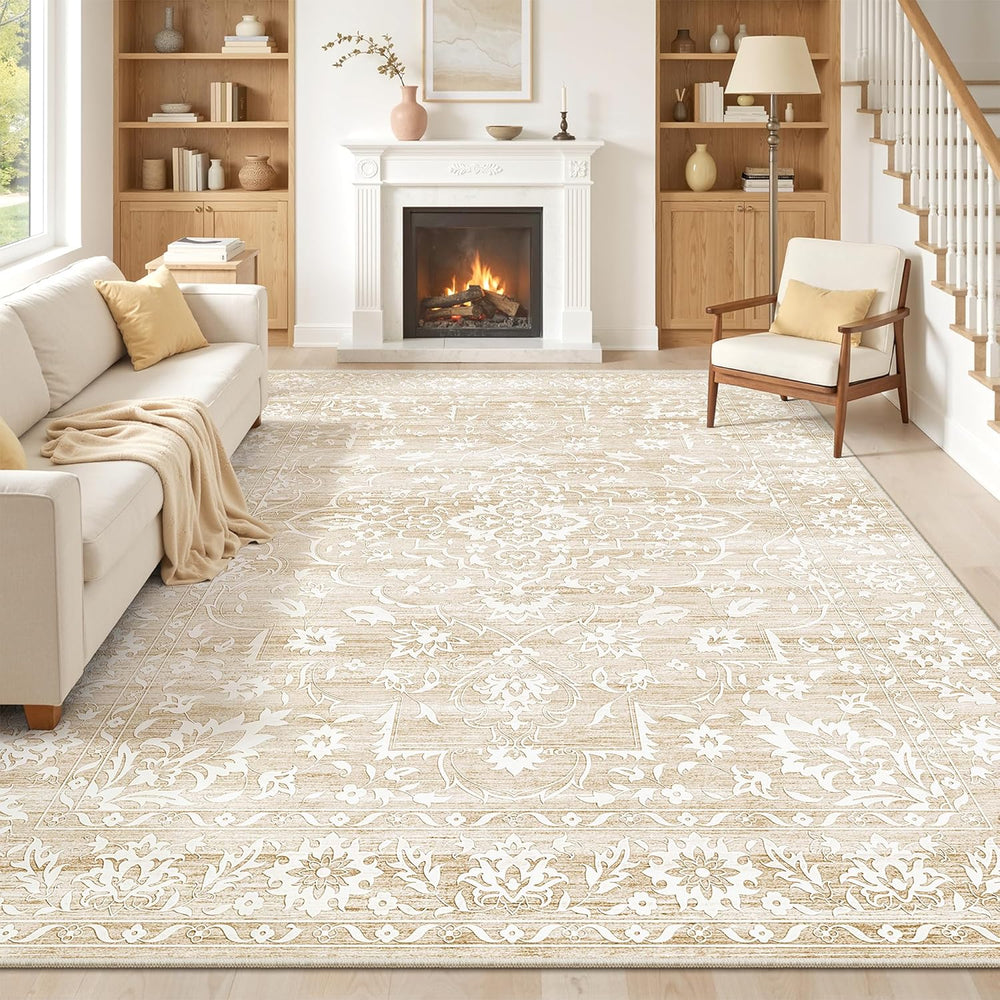 Soalmost 8x10 Area Rugs for Living Room, Washable Neutral Soft Rug Beige
