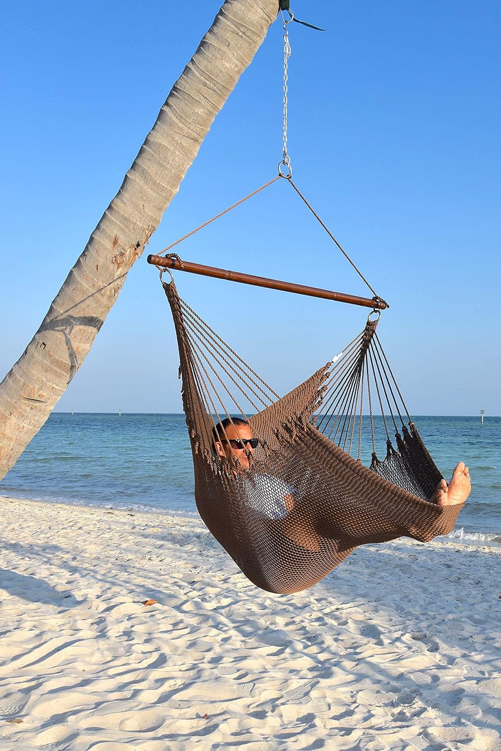 Jumbo Caribbean Hammock Chair with Footrest - 55 inch - Soft-Spun Polyester -...