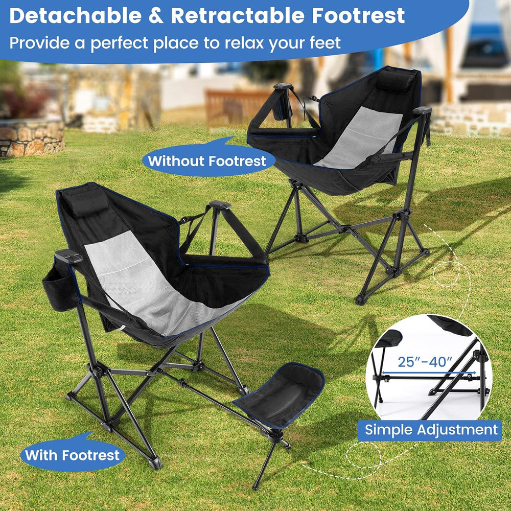 HAPPYGRILL Hammock Camping Chair, Folding Camping Swinging Chair with Retract...