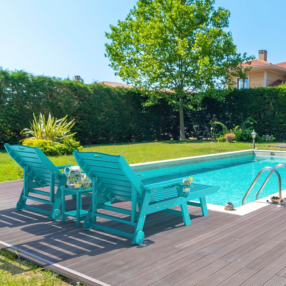 nalone Outdoor Chaise Lounge Chair Set of 2 with Wheels & Cup Holder, HDP...