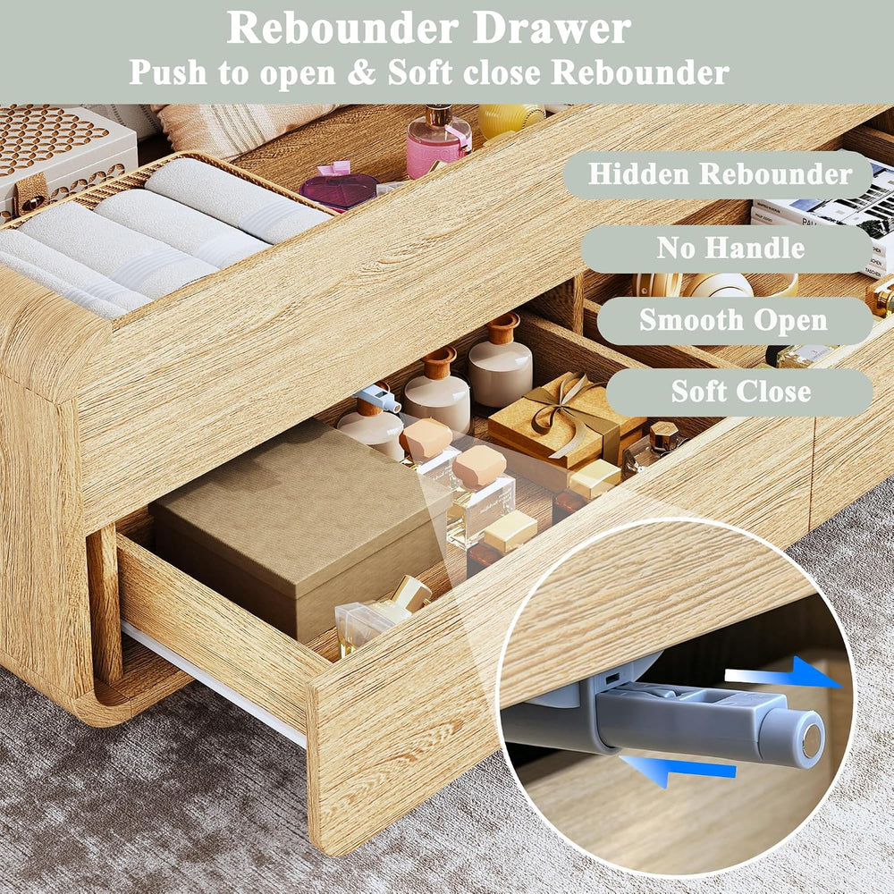 HUAHUU Lift Top Coffee Table with Storage, 2-Tier Center Table with 2 Drawers...