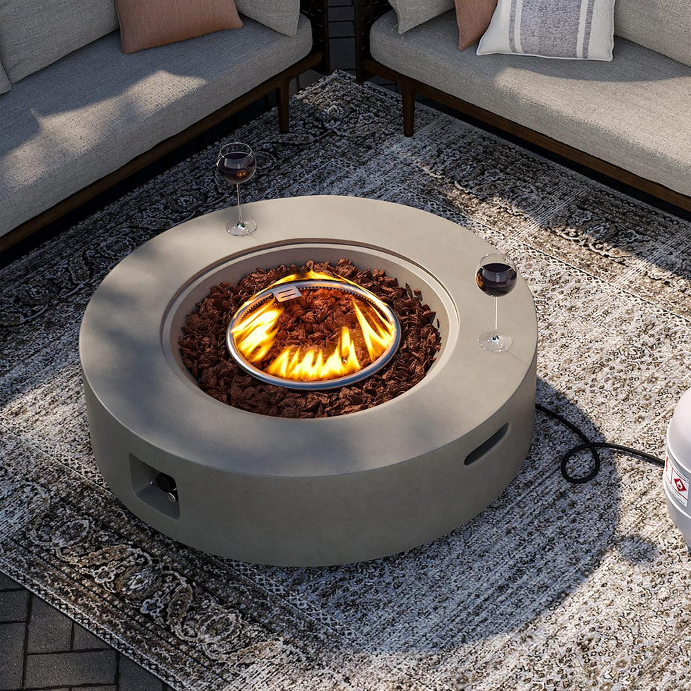 SUNBURY Outdoor 42" Fire Pit Table, 50000 BTU Gray Patio Fire Table, Con...