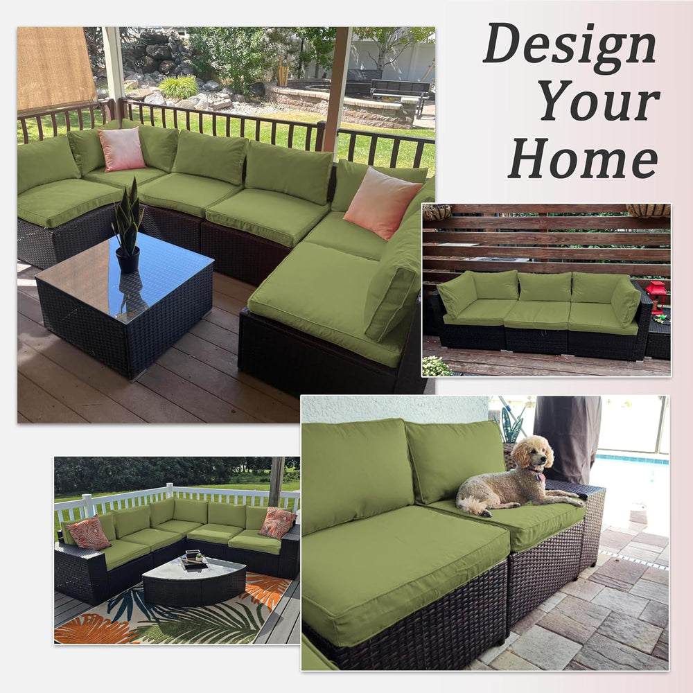 14 Pcs Outdoor Patio Cushion Covers, Replaceable Waterproof Furniture Covers,...