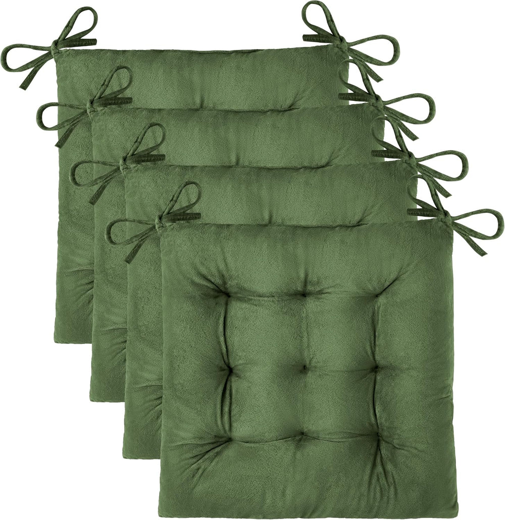 OVOV 4 Pack Chair Cushions for Dining Chairs 15.5"x15.5" Green