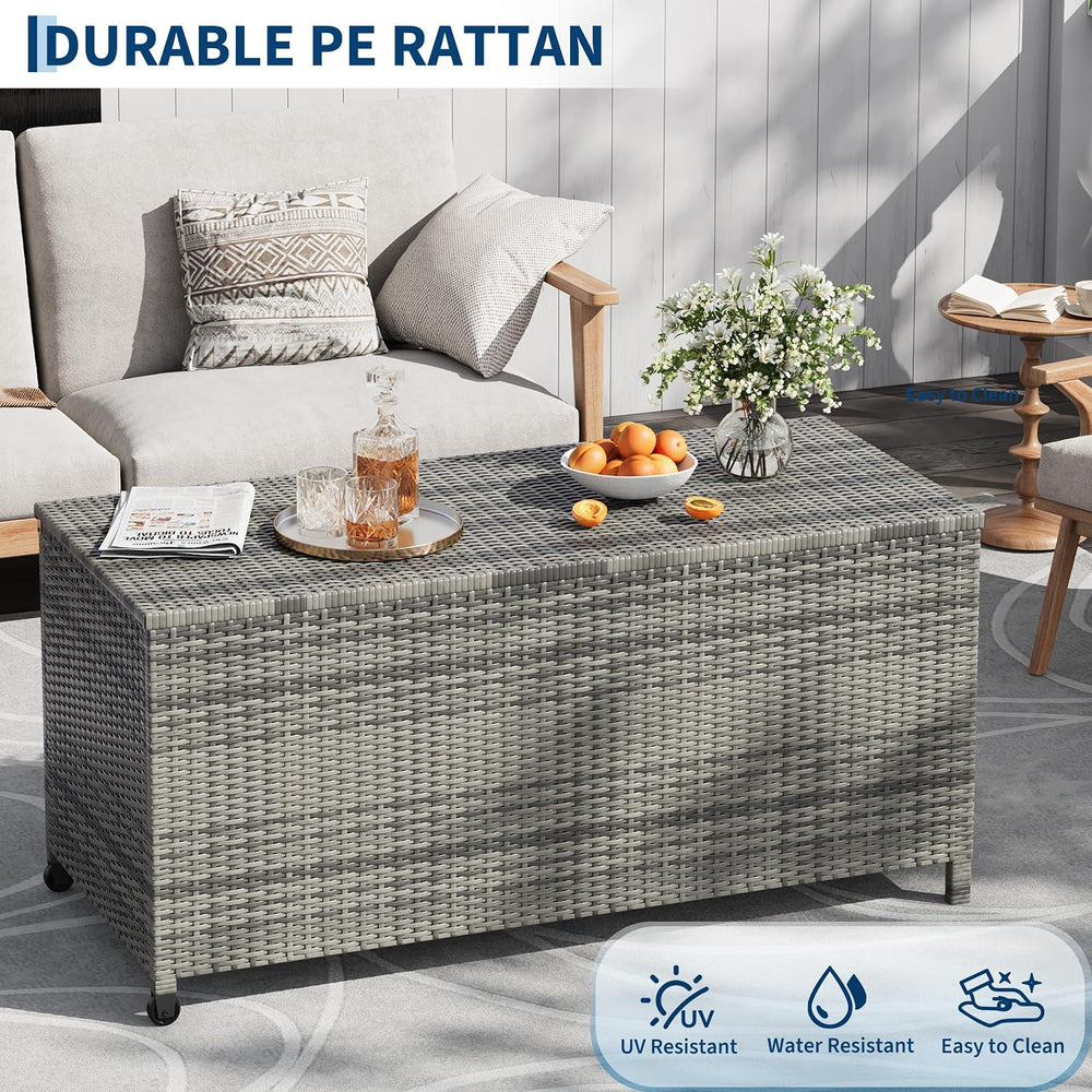 Garvee 125 Gallon Large Deck Box Waterproof PE Rattan