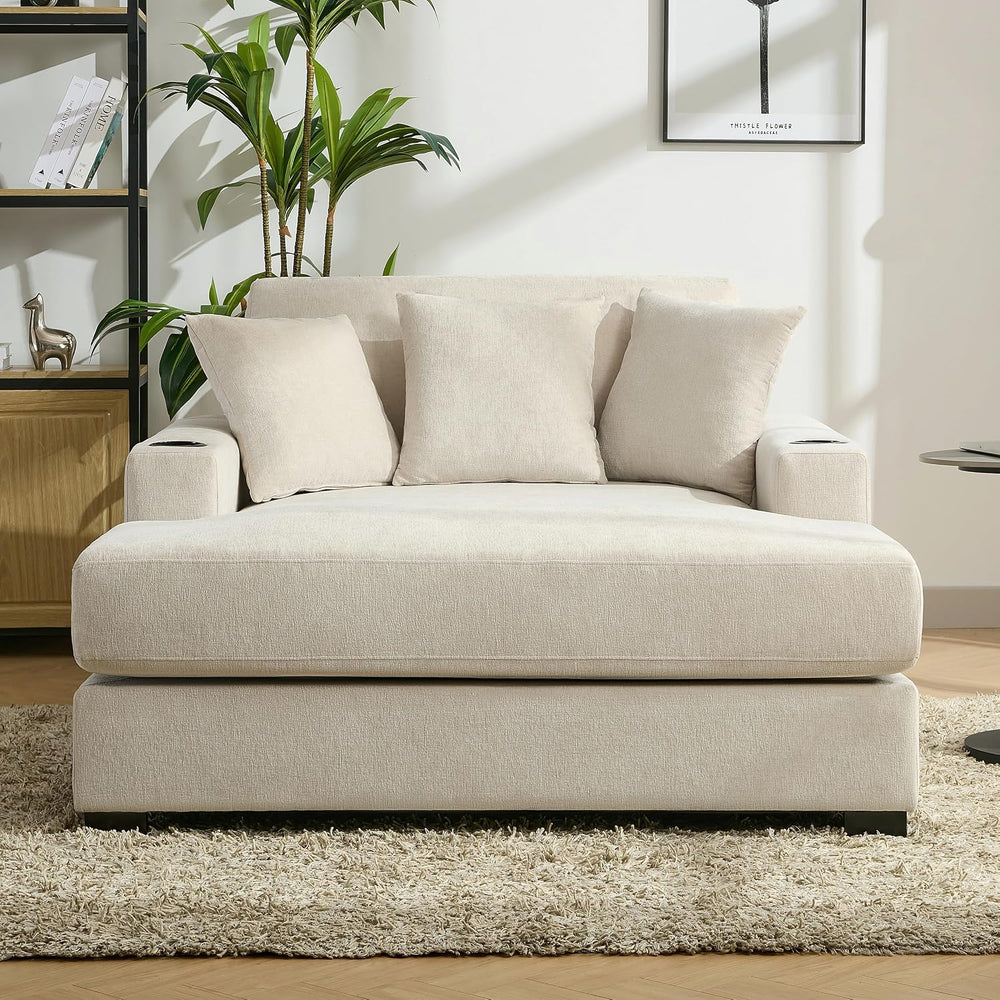 Modern 55" Indoor Oversized Chaise Lounger Cream/55