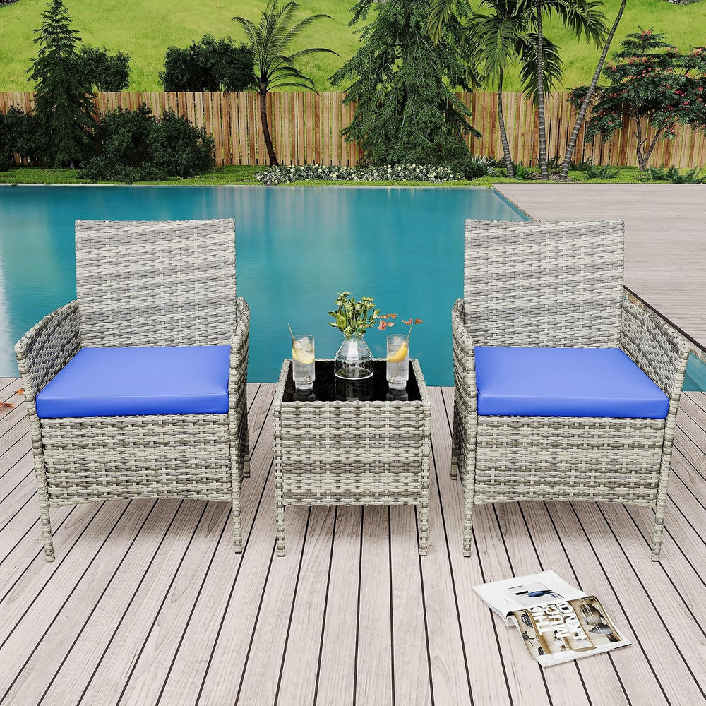 GarveeLife 3-Piece Patio Furniture Set, Rattan Outdoor Furniture with 2 Chair...