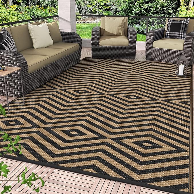 GENIMO Outdoor Rug for Patio Clearance, 8'x10' Reversible Plastic Str...