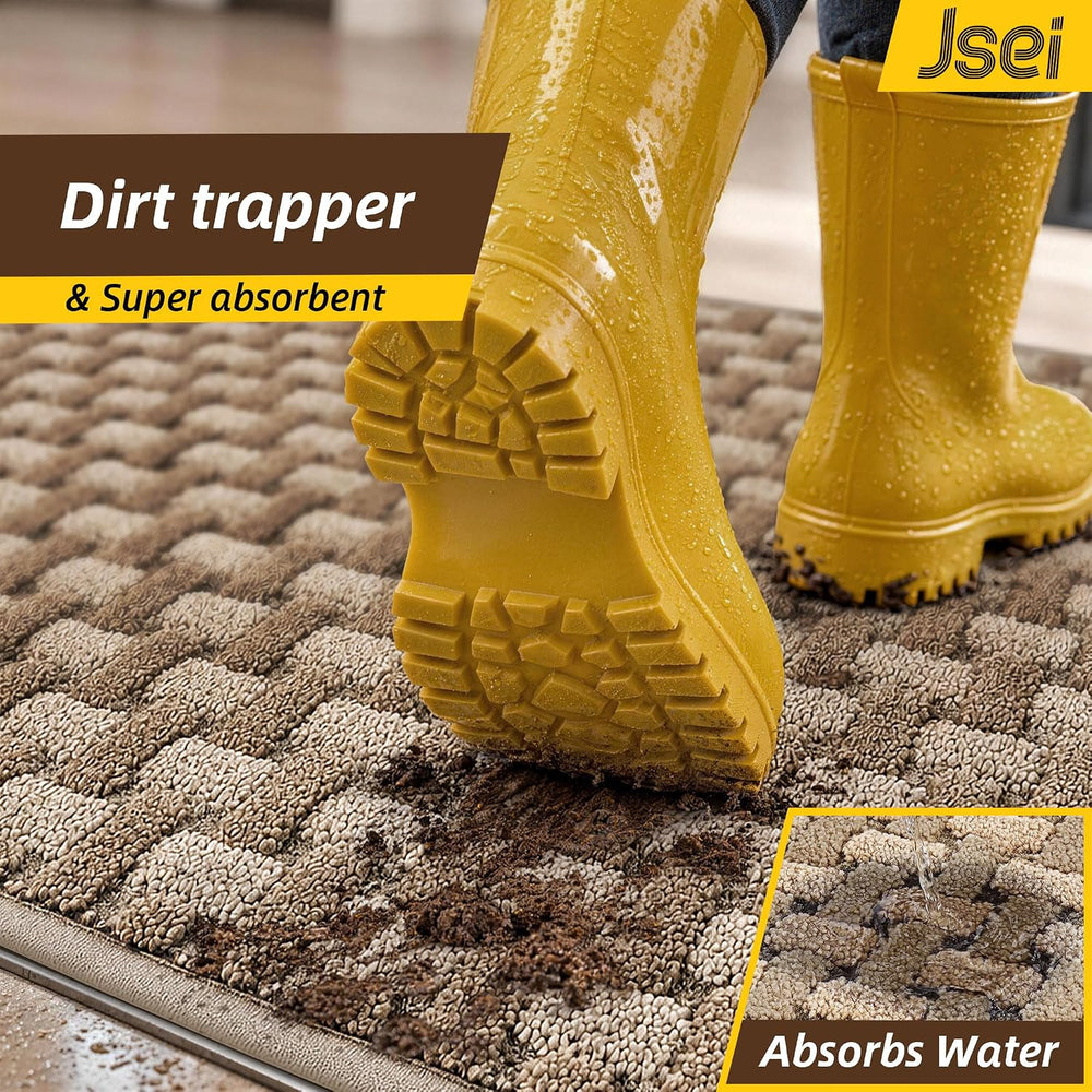 JSEI Dirt Trapper Door Mat 24"x36",Non-Slip Entryway Rugs,Beige
