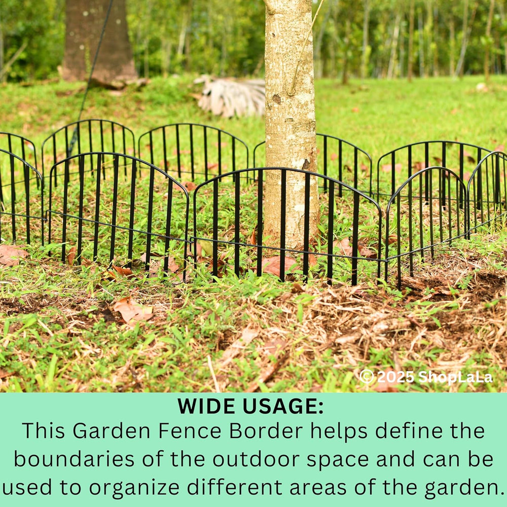 ShopLaLa Decorative Fence (20 Panels) 13in(L) x 16.5in(H) Rustproof Black Met...