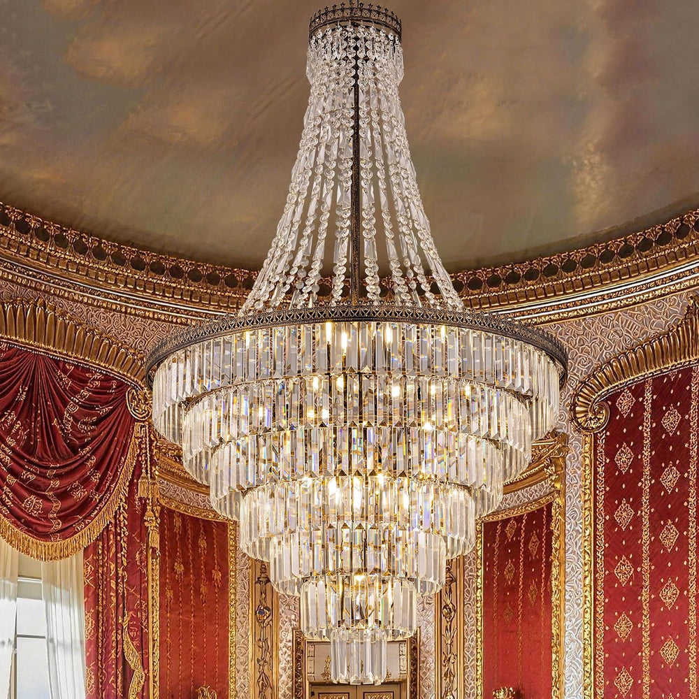 TOCHIC French Empire Crystal Chandelier 34" W Large High Ceiling Chandelier