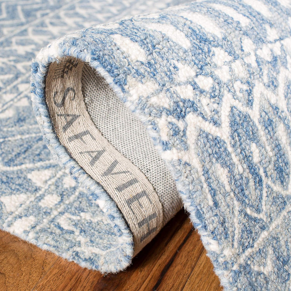 SAFAVIEH Micro-Loop Collection 10' x 14' BlueIvory MLP502M Handmade M...