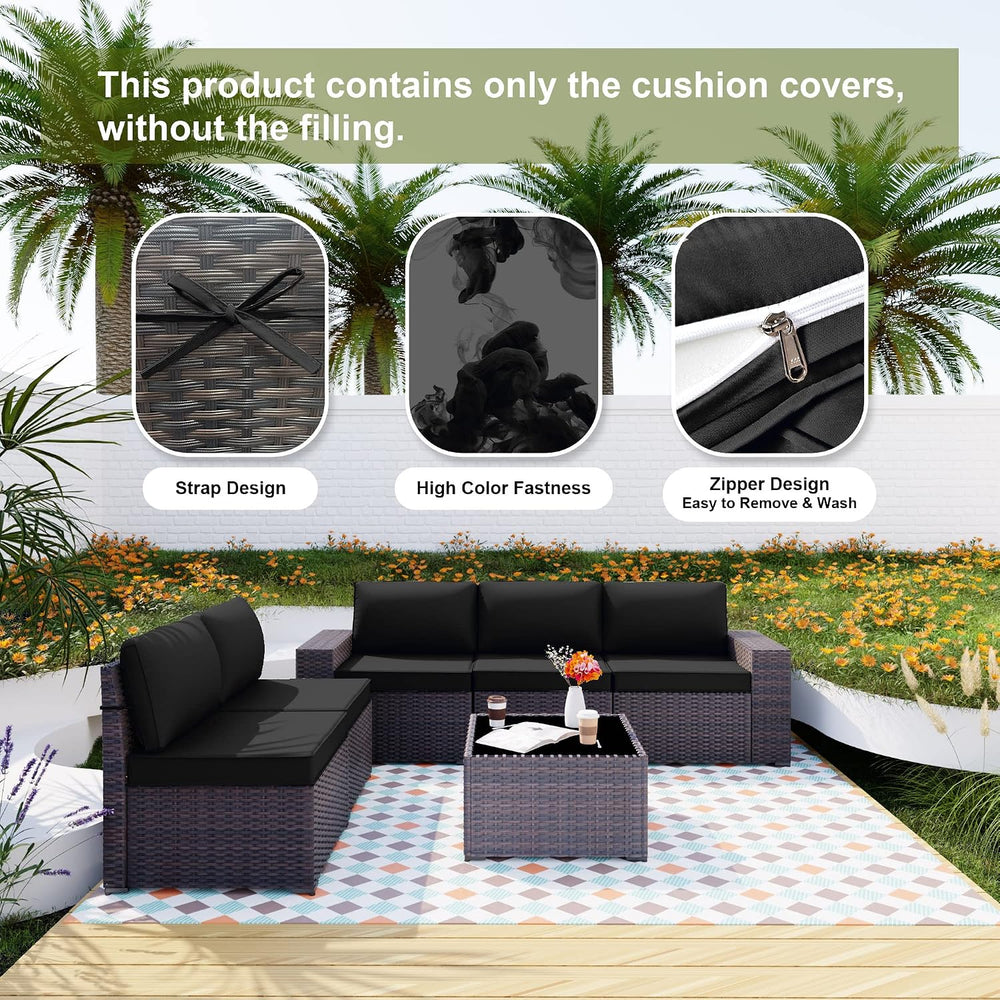 ALAULM 11 Pieces Patio Cushion Covers Replacement, Waterproof & Splashpro...