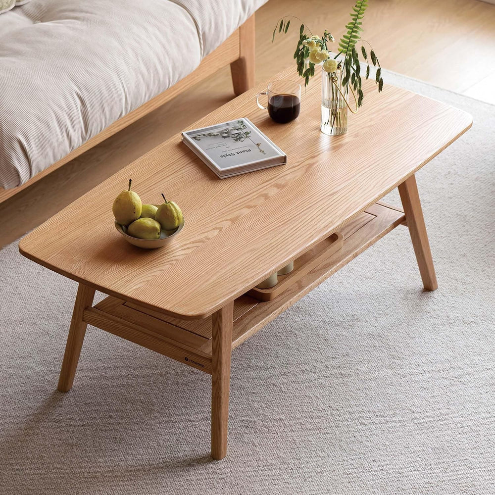 100% Solid Wood Coffee Table for Living Room, 47.24" Mid Century Modern ...