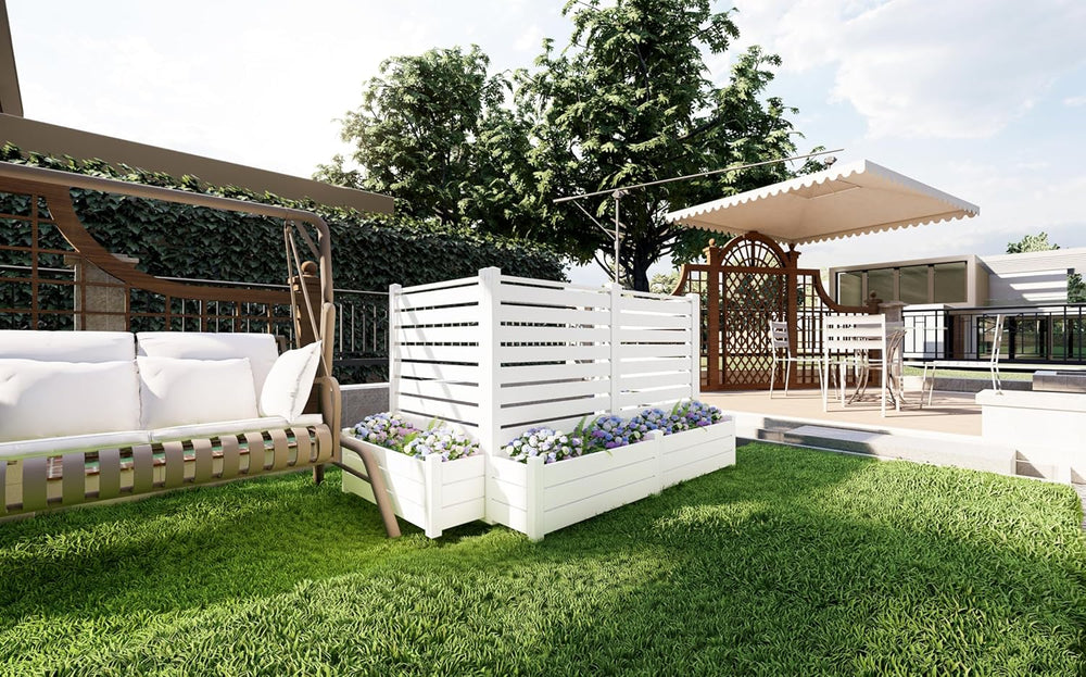 No-Dig Air Conditioner Fence 36" W X 45" H White Vinyl Privacy Fenc...