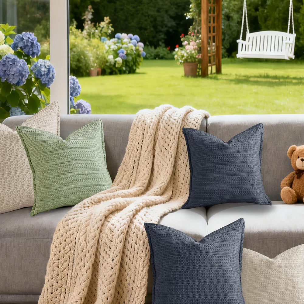 Cotton Blue Grey Decor Euro Sham Covers 26x26 Set of 2