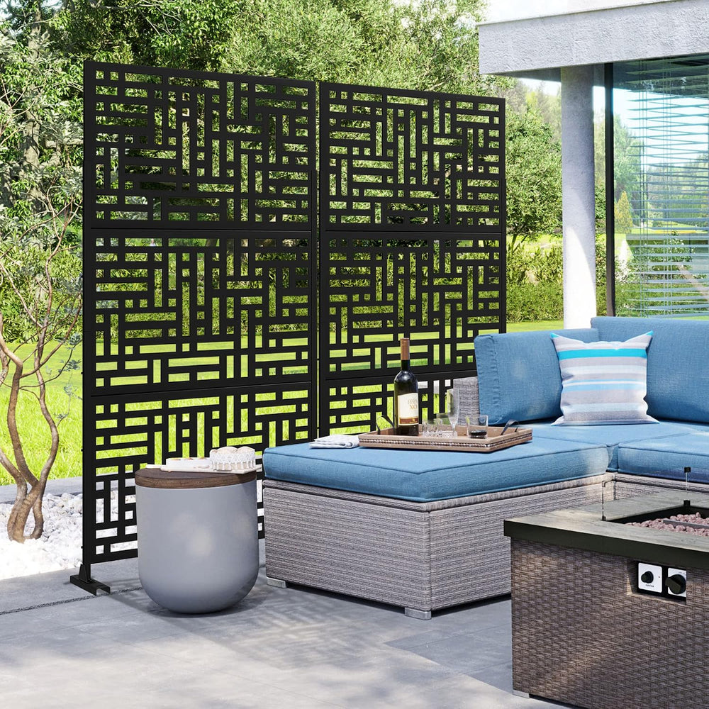 Elevens Privacy Screen Outdoor Decorative Panels Planter Wall Metal Fence Pan...
