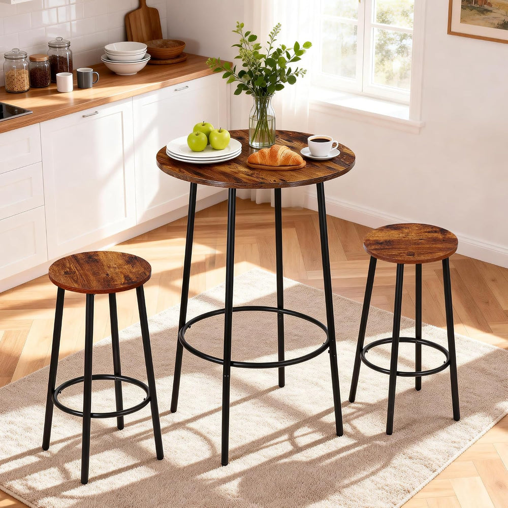 Nova Microdermabrasion 3 Piece Dining Table Set, Modern Round Bar Table and 2...