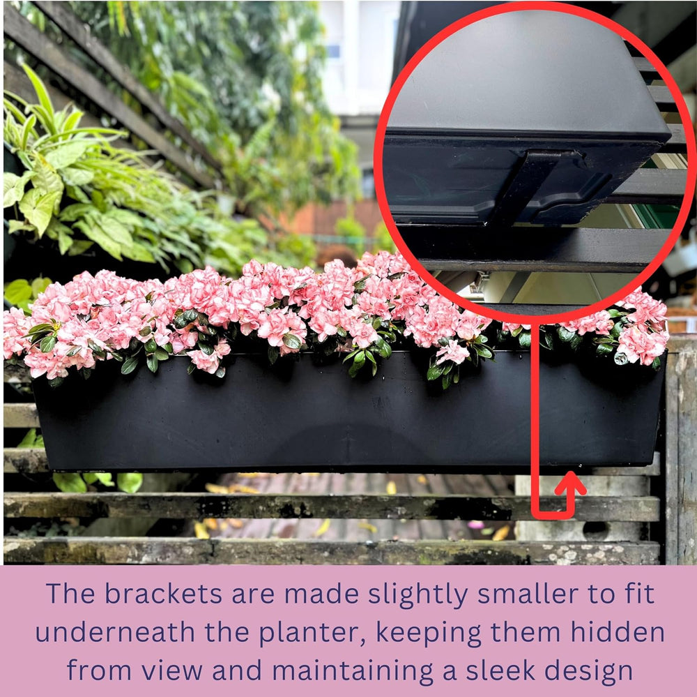 LaLaGreen Rail Planter for Balcony Outdoor (1 Pack, 40 Inch) Large Black Self...